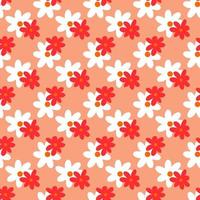 Pattern seamless with red and white flowers. Spring or summer design for postcard, wrapping paper, textile, wallpaper. vector