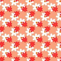 Pattern seamless with red and white flowers. Spring or summer design for postcard, wrapping paper, textile, wallpaper. vector