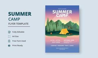 Summer Camp Flyer Template, Kids Summer Camp Flyer Template, Scouts Summer Camp Flyer Template vector