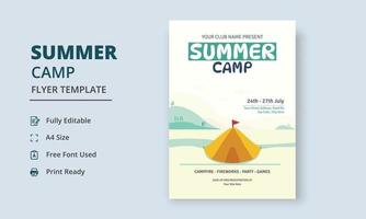 Summer Camp Flyer Template, Kids Summer Camp Flyer Template, Scouts Summer Camp Flyer Template vector