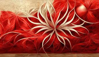 Abstract christmas snowflake with shadow on red background. photo