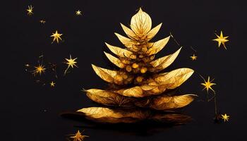 resumen dorado Navidad árbol. generativo ai foto