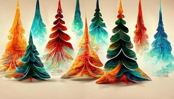 sorprendente resumen Navidad árbol antecedentes encabezamiento fondo de pantalla ilustración. generativo ai foto