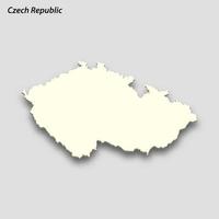 3d isometric map of Czech Republic isolated with shadow vector