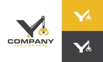 initial Y crane drill logo vector