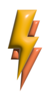 Bolt lighting 3d icon on transparent background. png