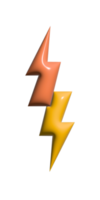 Bolt lighting 3d icon on transparent background. png