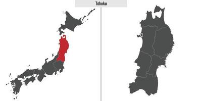 mapa región de Japón vector