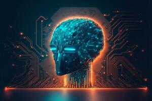 Artificial intelligence brain growth. photo