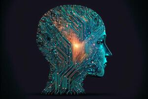 Artificial intelligence brain growth. photo