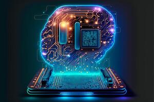 Artificial intelligence brain growth. photo