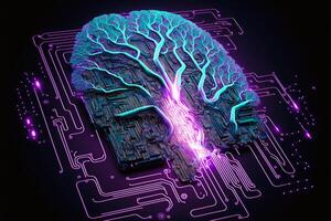 Artificial intelligence brain growth. photo