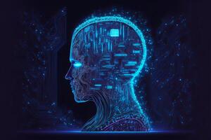 Artificial intelligence brain growth. photo