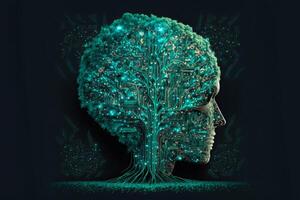 Artificial intelligence brain growth. photo