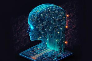 Artificial intelligence brain growth. photo