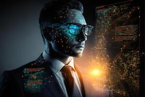 Abstract artificial intelligence business analysis chart, photo