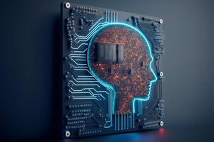 Artificial intelligence brain growth. photo