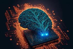 Artificial intelligence brain growth. photo