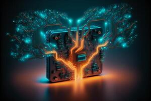 Artificial intelligence brain growth. photo