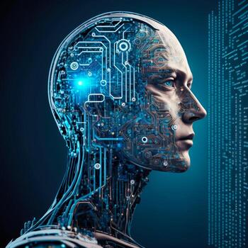 resumen artificial inteligencia empresario y humanoide robot concepto, generativo ai foto