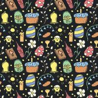 Easter pattern. Seamless pattern with easter icons. Easter background vector