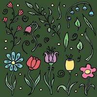 Floral background. Doodle background with flowers. Spring pattern vector