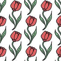 Seamless floral pattern. Doodle background with flowers. Spring pattern vector