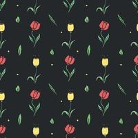 Seamless floral pattern. Doodle background with flowers. Spring pattern vector