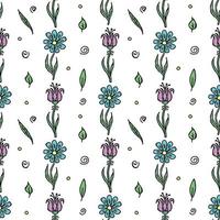 Seamless floral pattern. Doodle background with flowers. Spring pattern vector