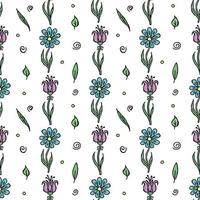 Seamless floral pattern. Doodle background with flowers. Spring pattern vector