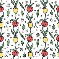 Seamless floral pattern. Doodle background with flowers. Spring pattern vector