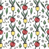 Seamless floral pattern. Doodle background with flowers. Spring pattern vector