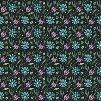Seamless floral pattern. Doodle background with flowers. Spring pattern vector