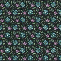 Seamless floral pattern. Doodle background with flowers. Spring pattern vector