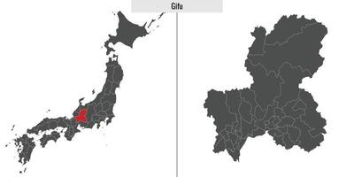 mapa prefectura de Japón vector