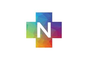 Colourful Low Poly and initial N letter logo design, Vector illustration