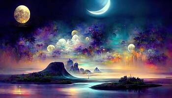 3d render of a science fiction landscape with ufo. photo