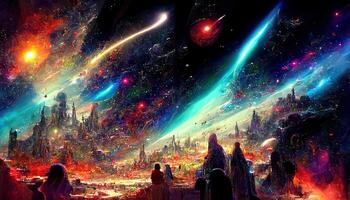 Space nebula and galaxy. photo