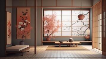 Minimalist design living room japan style. photo