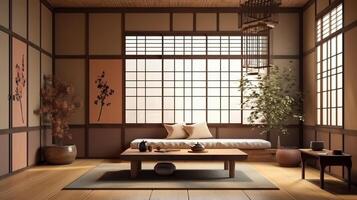 Minimalist design living room japan style. photo