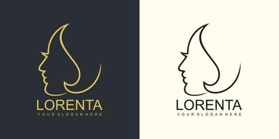 diseño logo salón con lorentha único nombre, vector ilustración.