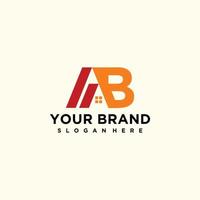 Letter AB logo design for building house business vector
