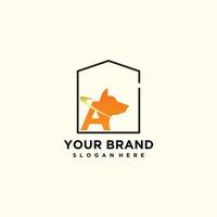 hogar perro logo diseño único concepto letra un vector