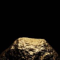 3D stone rock gold podium or gold rock nugget stage for packaging presentation and cosmetic. mock-up product scene black or dark background. 3d rendering dark background photo