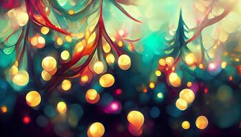 Original Abstract christmas wallpaper with magical fairy lights. photo