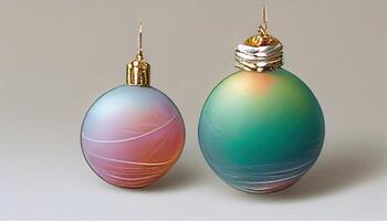 Banner - Christmas balls of pastel colors with Christmas tinsel on a shiny background. photo