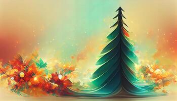 Abstract fantasy festive christmas tree background header wallpaper background 3d illustration. photo