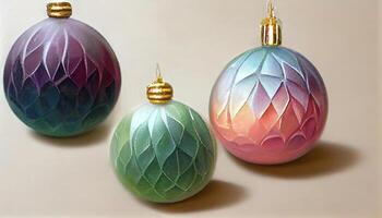 plano alegre Navidad lustroso decorativo pelota elementos colgando vector antecedentes ilustración. generativo ai foto