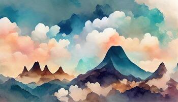 Winter mountains, nature abstract background vector. photo