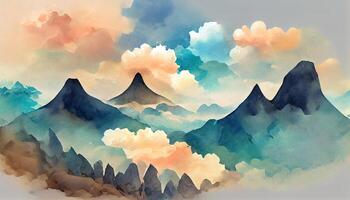 Winter mountains, nature abstract background vector. photo